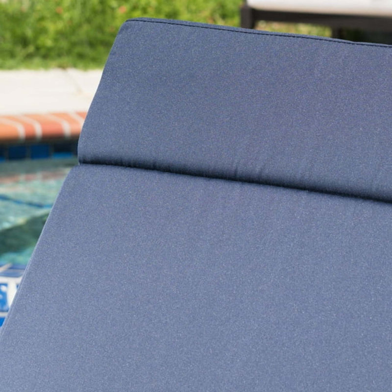 Coussin de chaise longue d'extérieur avec attaches Salem, résistant à l'eau, coussin de patio bleu marine, Marine