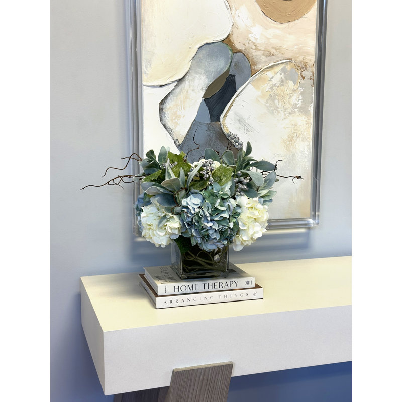 Assorted Hydrangea Floral Arrangement in Glass Vase