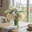 Hydrangea With Eucalyptus And Grass Arrangement