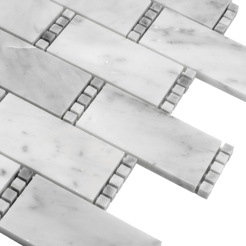 White Subway With Carrara Dot Marble Mosaic Tile