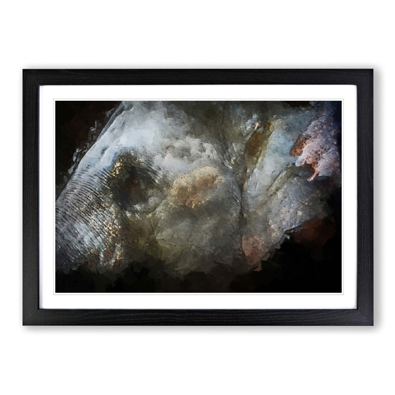 Colourful Elephant in Abstract - Picture Frame Graphic Art Print on MDF, Black Framed, 27cm H x 36cm W x 2cm D