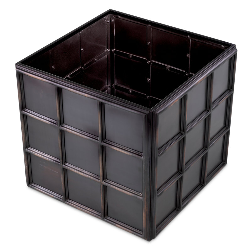 Grid Handmade Metal Planter, Antique Bronze, 24.02" H x 26.57" W x 26.57" D