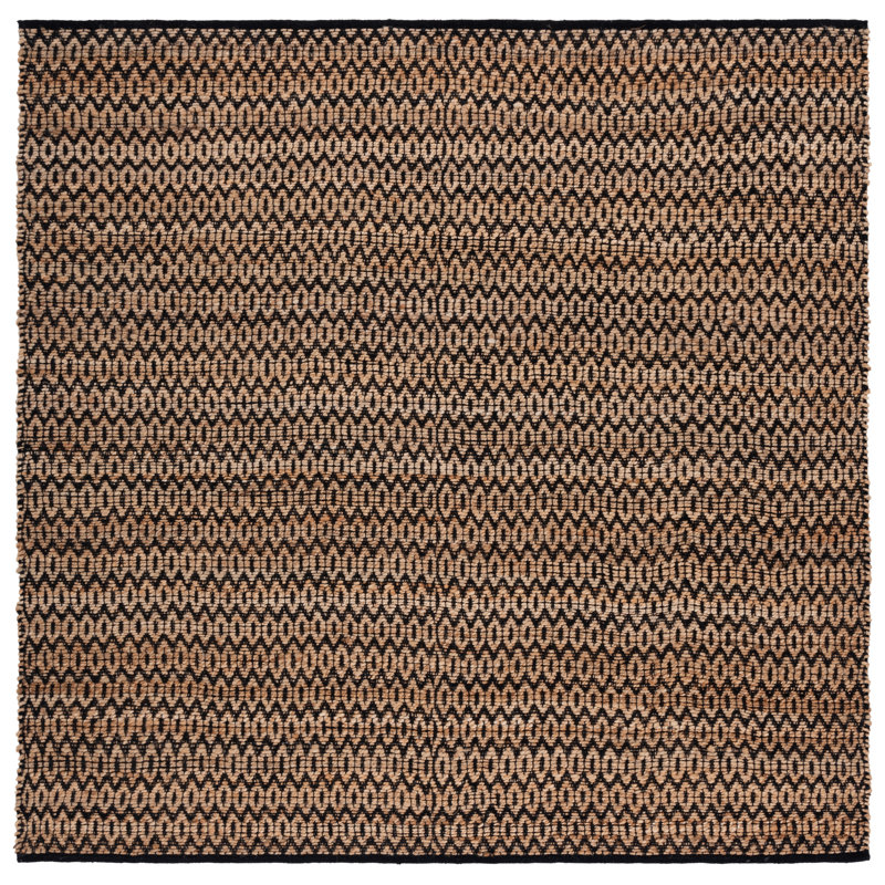 Alexandrina Geometric Handmade Power Loom Area Rug in Brown/Black, Square 7'