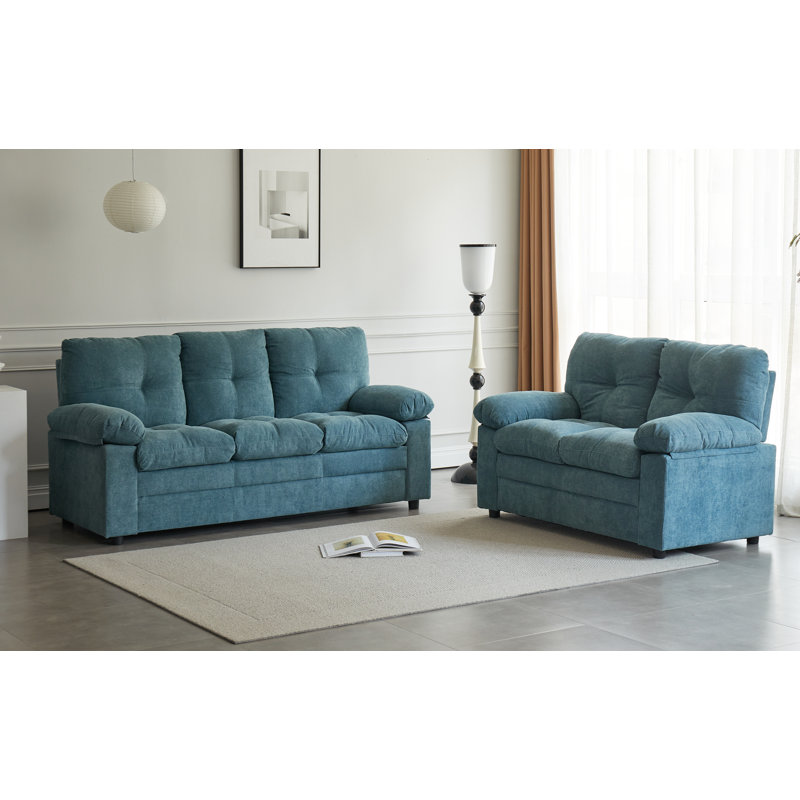 Ensemble de salon en coton 2 pièces, Bleu