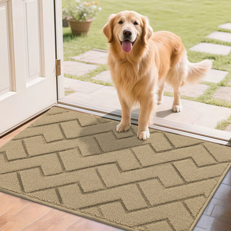 Dirt Trapper Non Slip Backing Washable Door Mat, 35*24, beige