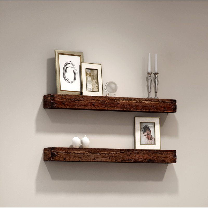 Ausia 2 Piece Acacia Solid Wood Floating Shelf, 4.5" H x 48" W x 5.8" D