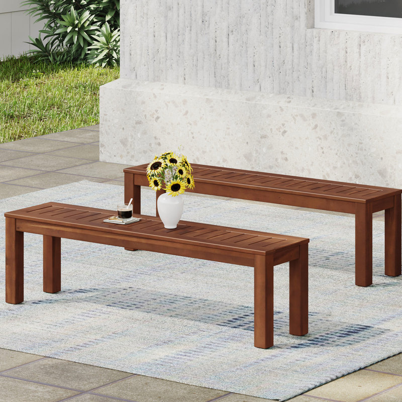 Bancs en bois de style rustique de 62,93 pouces (160 cm) - 2 pièces - Matériaux naturels - Cadre robuste et stable