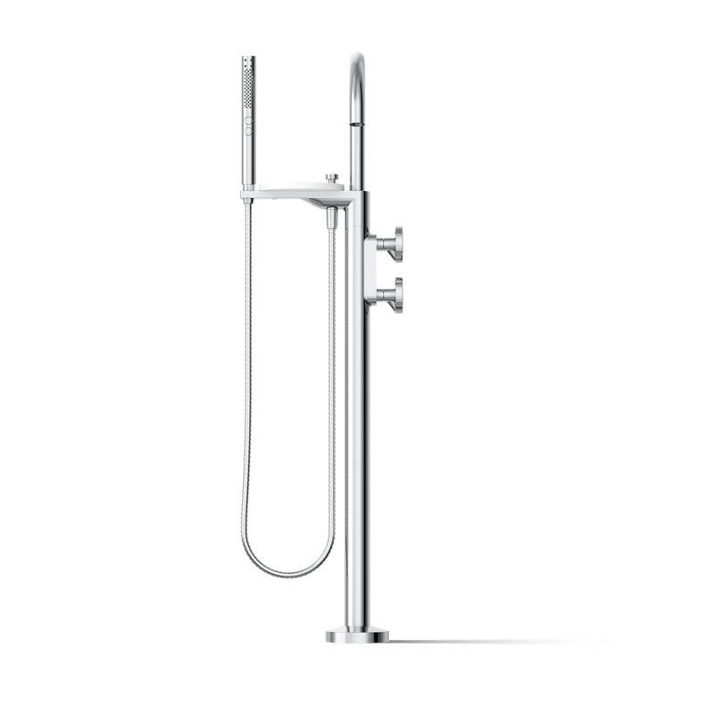 Components Floor-Mount Bath Filler Trim, Polished Chrome, Wheel Handle