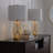 Glass 25" Table Lamp In Gold Metal And White Glass With White Linen Shade - Set Of 2-1092734297