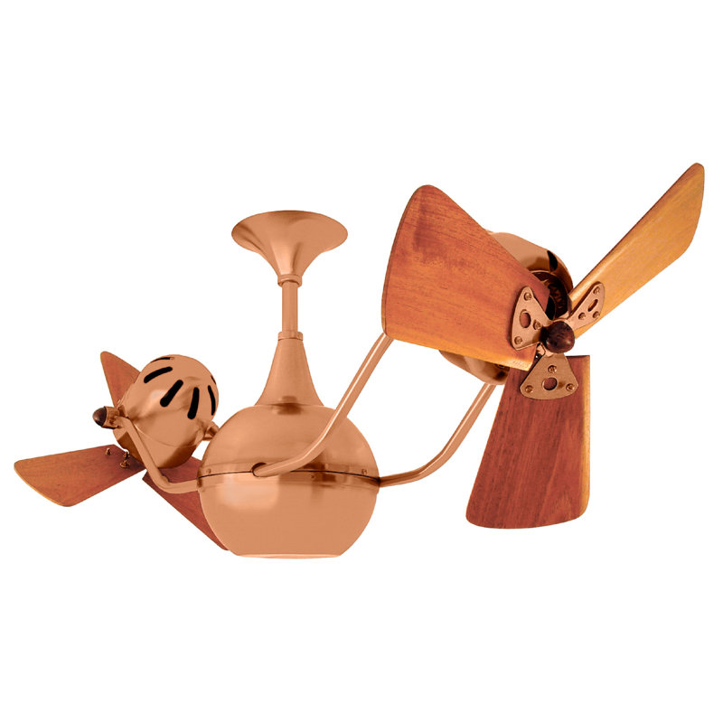 44" Vent-Bettina Dual Ceiling Fan with Wall Control and Light Kit Included, Brushed Copper