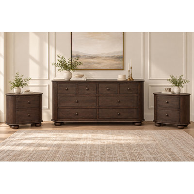 Reina Bedroom Set With Matching Dresser and Two Nightstands in Appalachian Brown