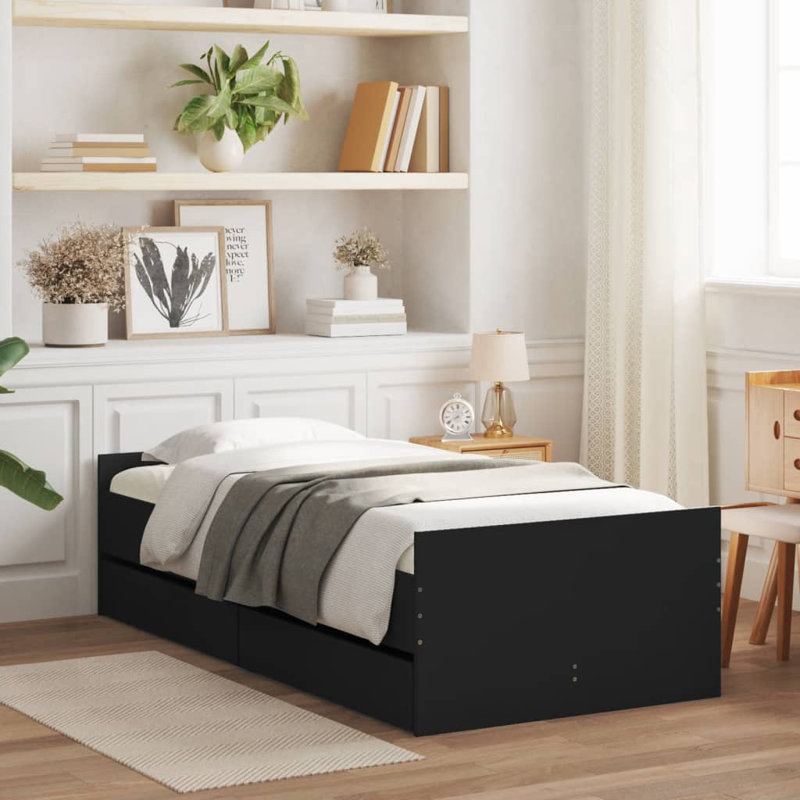 Nyarie Bed, Small Single ( 75 x 190 cm), Black