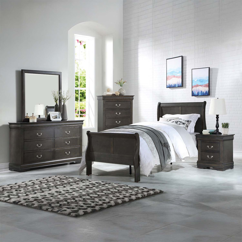 Miroir Louis Philippe 36 po x 38 po, finition gris foncé, Gris foncé