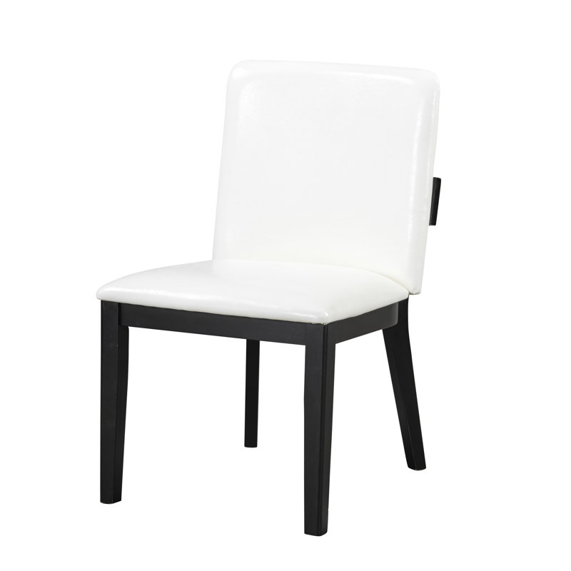 Ensemble de 2 chaises de salle à manger rembourrées modernes en cuir synthétique pour tout espace de vie, Noir