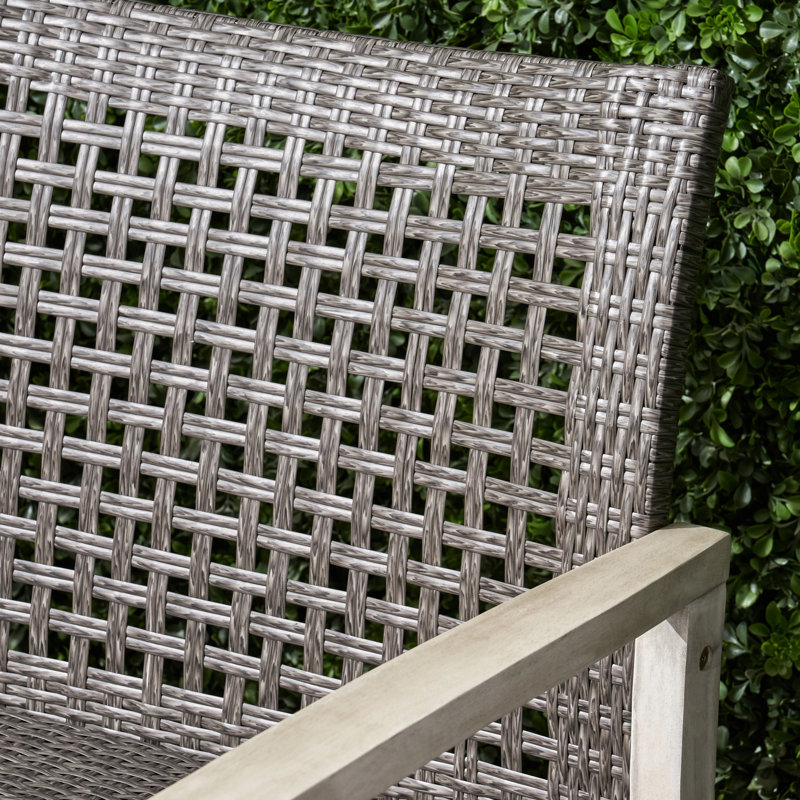 Gris pour la cour arrière, cadre en bois avec finition complémentaire, accents de fer pour la durabilité du patio et de la cour arrière, siège durable, accessoires