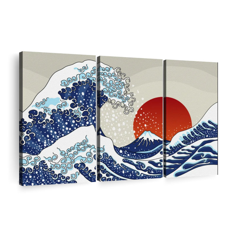 «Asian Wave» 3 pièces, H 48 po x l 74 po