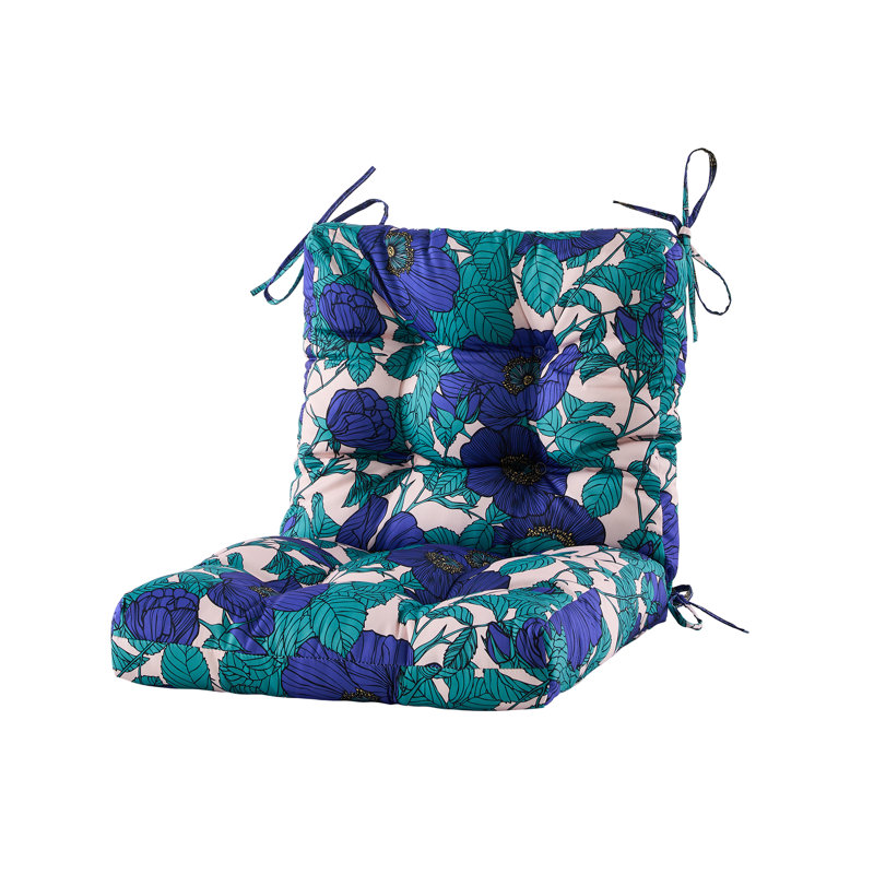 Outdoor 4'' Seat / Back Cushion, Dark Blue Floral