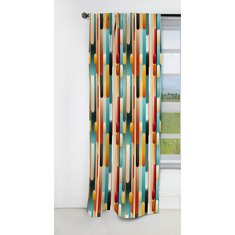 Midcentury Modern Geometrics I - Rideau Midcentury - Rideau occultant géométrique - 1 panneau, L 52 po x L 120 po