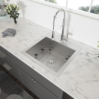 Lsi Stainless Steel Laundry Sink, Drop-in, 22x22x12 Inch Single Bowl, Brushed Nickel, 16 Gauge Commercial Grade