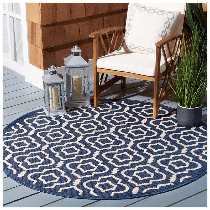 Herefordshire Performance Geometric Indoor/Outdoor Area Rug, Round 6'7"