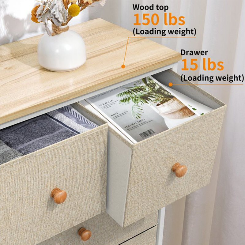 39.4 " W 10 - Drawer Dresser, Beige/White