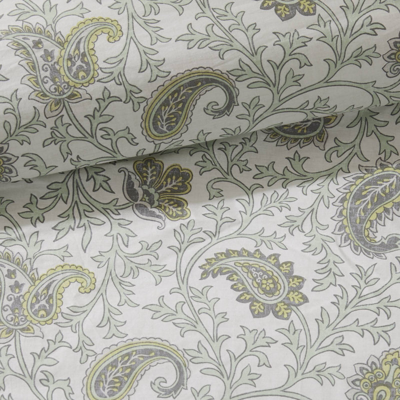 de literie en coton 1 pièce, ensemble d'édredon vert sauge d'inspiration campagnarde