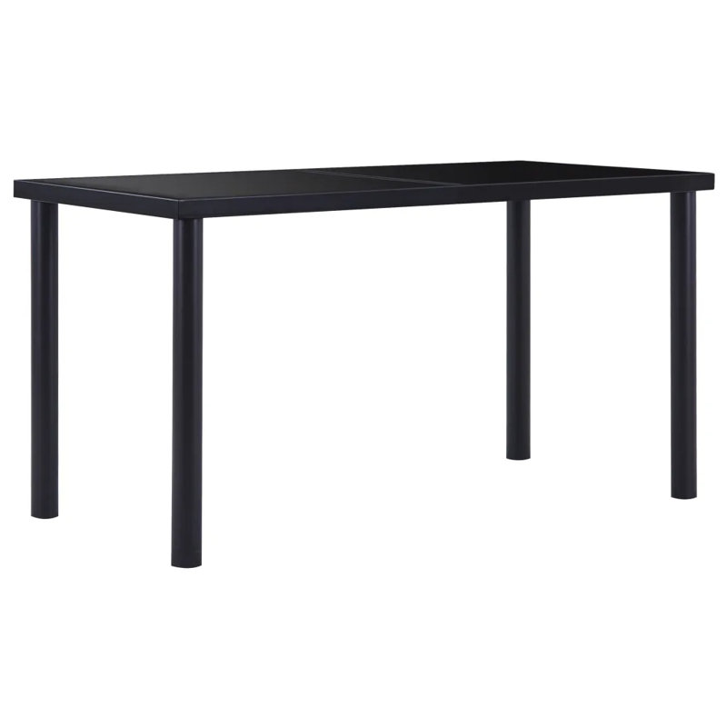 Searcy Glass Top Metal Base Dining Table, Black, 75cmH x 140cmL x 70cmW