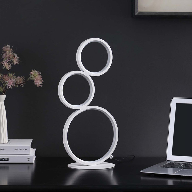 Lampe de table 17 po à 3 anneaux en métal à DEL blanc Odu