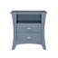 Table de chevet avec compartiment supérieur ouvert et 2 tiroirs, gris