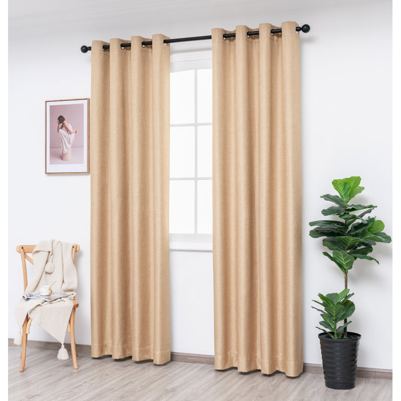 Ensemble de 2 rideaux occultant et isolant Elsa, Ocre