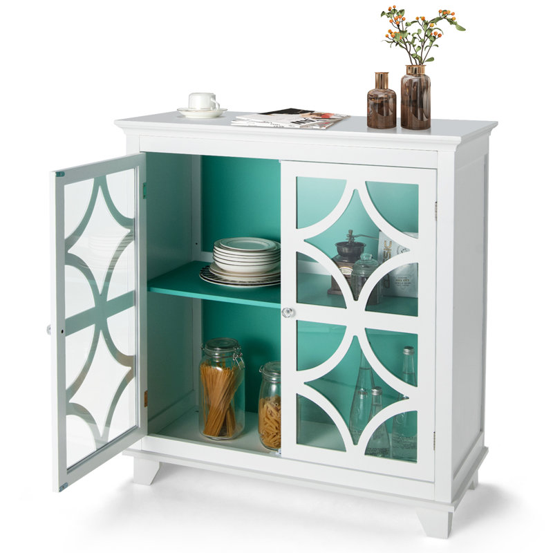 Zambom 91cm Sideboard, White/Green