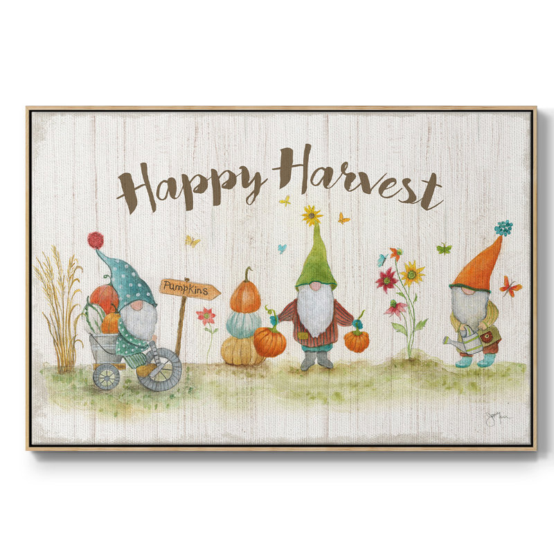 Toile tendue avec châssis Gnome Harvest, H 27 po x l 41 po x P 2 po, Toile avec cadre flottant en bois naturel