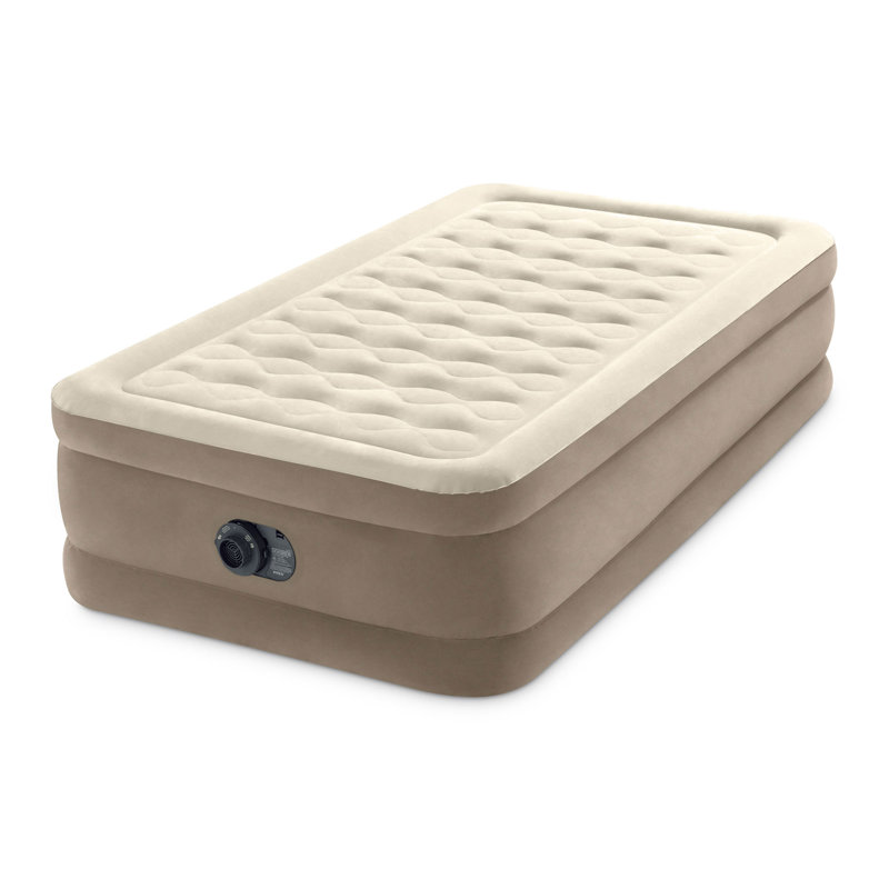 Intex Ultra Plush Fiber Tech Airbed Mattress with Built in Pump, Twin