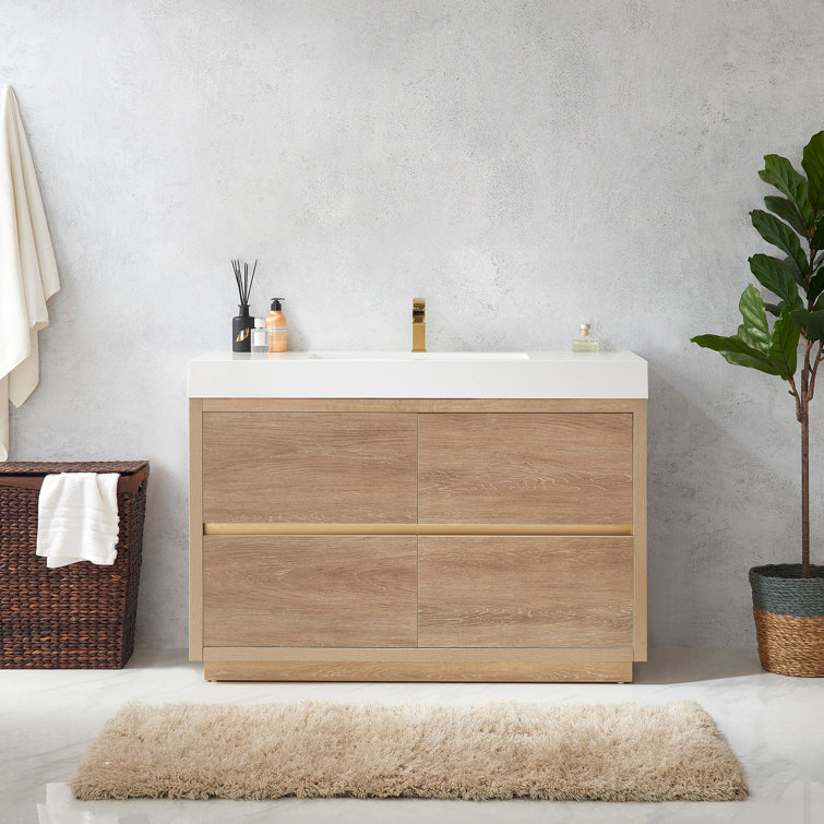 León 48in. Free-standing Single Bathroom Vanity in Fir Wood Brown with –  Vinnova Design