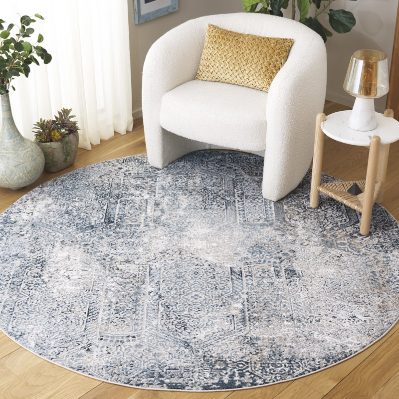 Blouncie Performance Geometric Rug, Round 6'7"