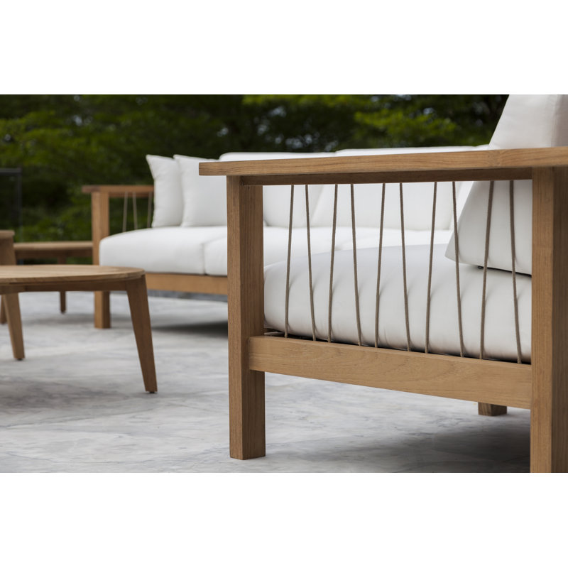 Maro Outdoor Teak Lounge Chair, Canvas Natural Sunbrella® Canvas