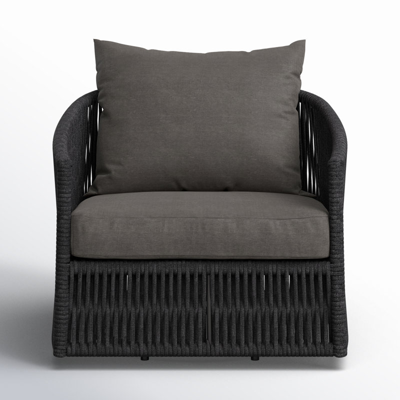 Porto Outdoor Swivel Lounge Chair, Thick Dark Gray Rope, Venao Charcoal