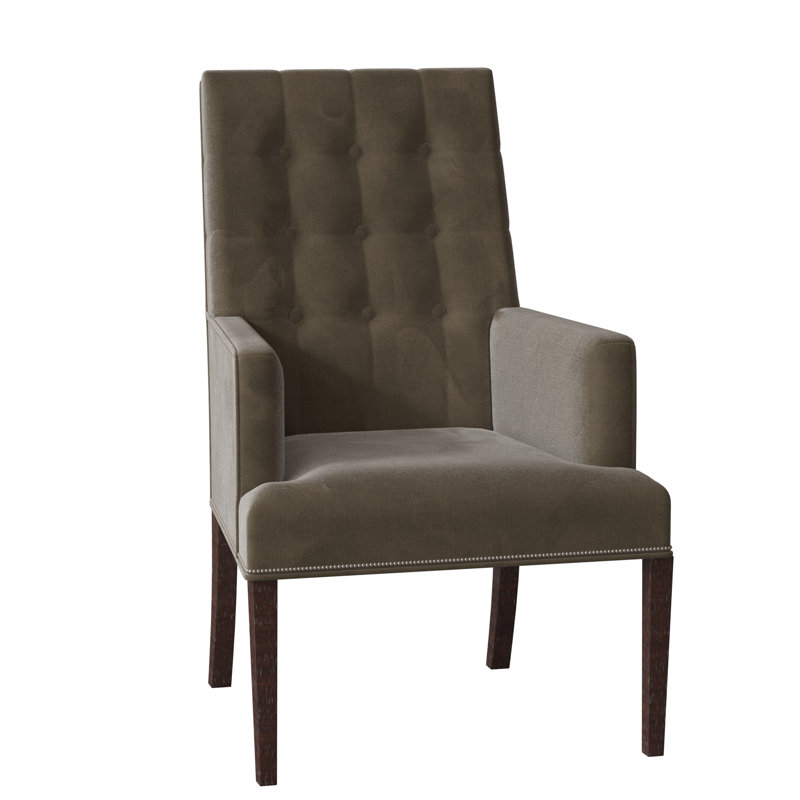 Libby Langdon 25.5" W Tufted Armchair, 8789 Bark Polyester, Espresso