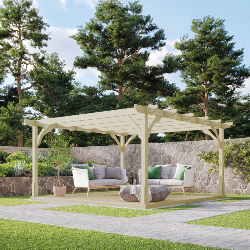 Jasly Premium Wall Mounted Pergola, Light Green, 270cm H x 300cm W x 300cm D