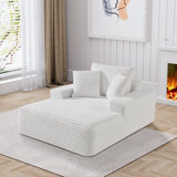 Large Upholstered Boneless Chaise Lounge Chair Corduroy Sleeper Sofa