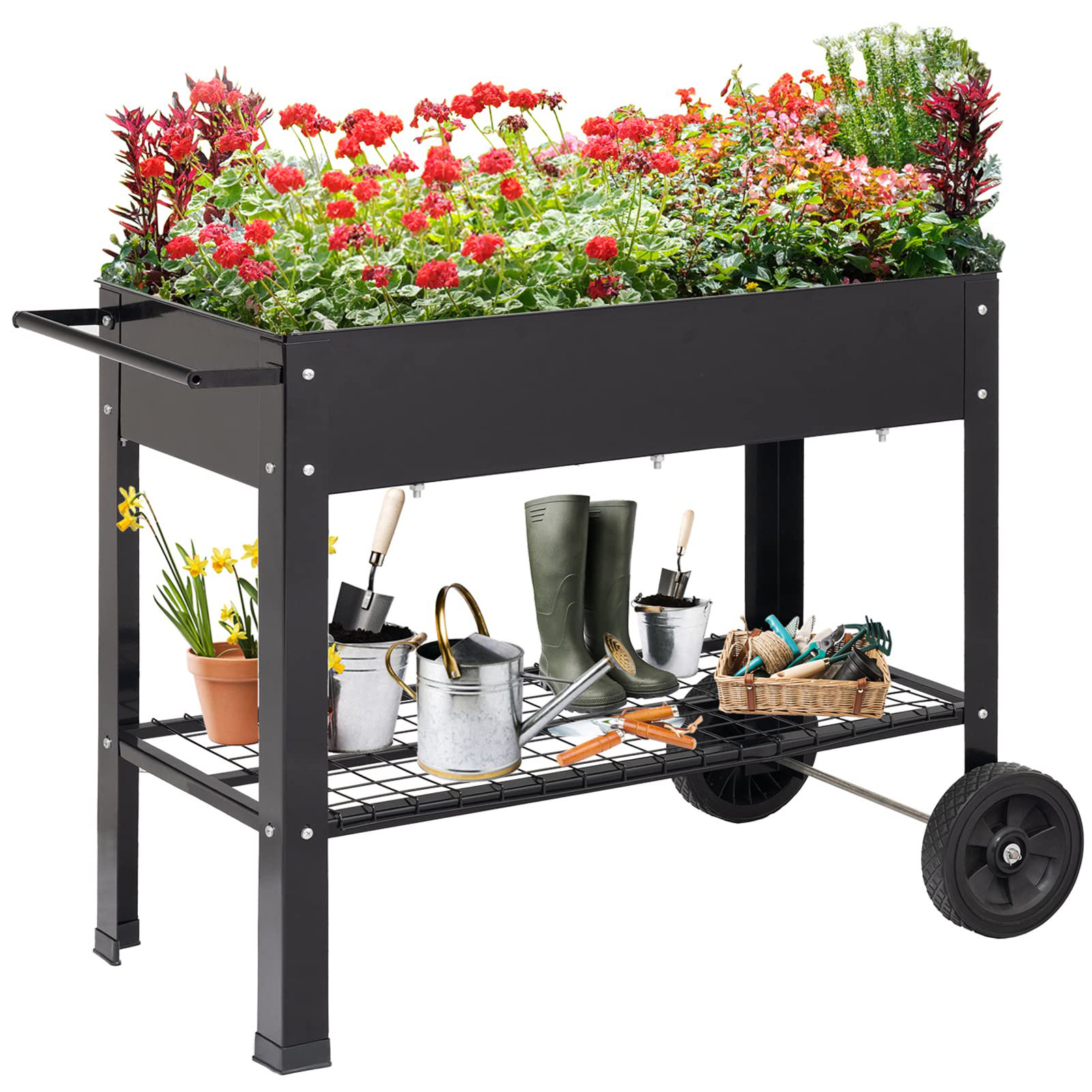 Arlmont & Co. Albro Metal Elevated Planter Mobile Raised Ergonomic ...