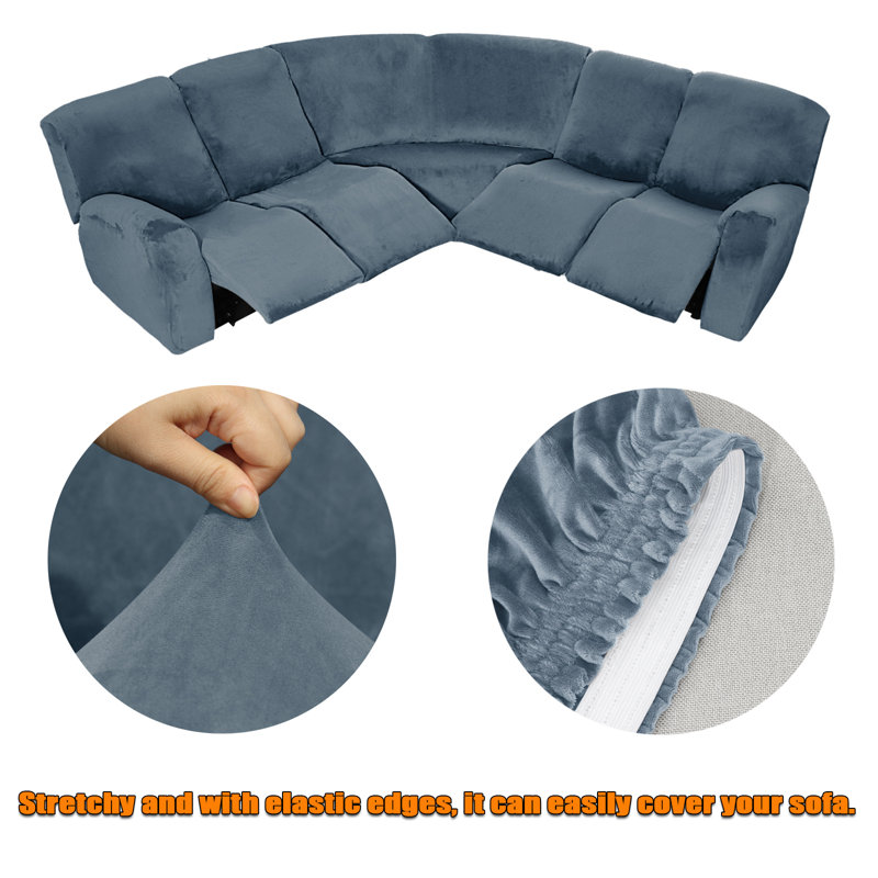 Housse pour canapé de coin Elastic (5 places), Bleu clair