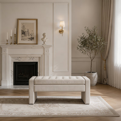 Banc de rangement rembourré moderne de 50 po avec siège capitonné