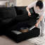 Canapé modulaire en velours côtelé pour chambre à coucher et salon, noir avec repose-pieds avec rangement, noir, 3 coussins fonction confort