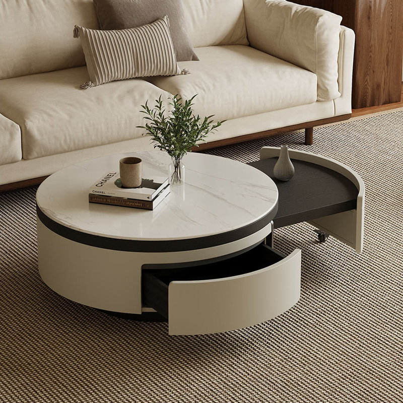 Table basse en pierre micro-cristalline télescopique