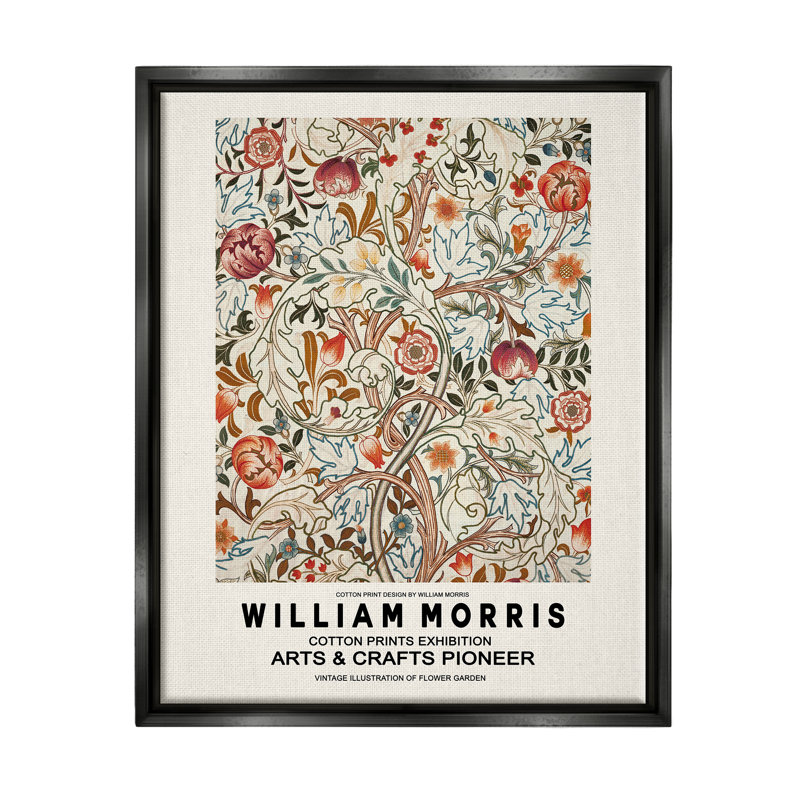 "Bold Red Flowers", entrelacement de tiges, texte, affiche sur toile par Ros Ruseva, Cadre flottant noir de jais