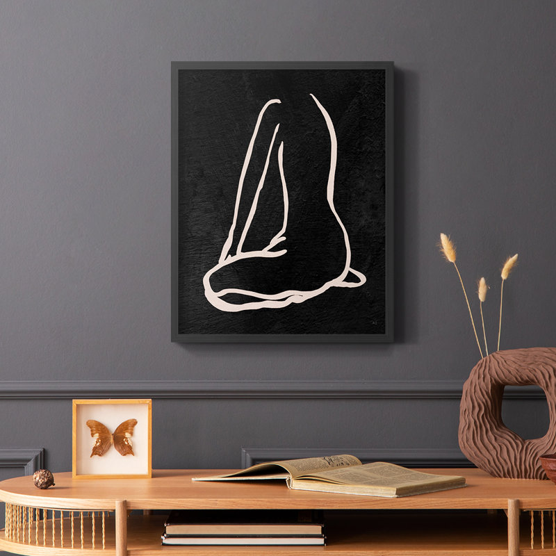 Figurine en noir II, reproduction encadrée - bois massif, Noir, H 14 po x l 11 po