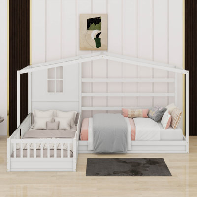 Lit simple en bois avec clôture