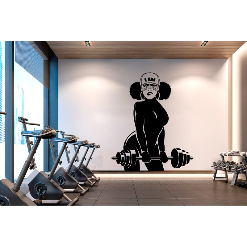 Adhésif décoratif «I Am Strong Gym», Jaune, H 36 po x l 30 po