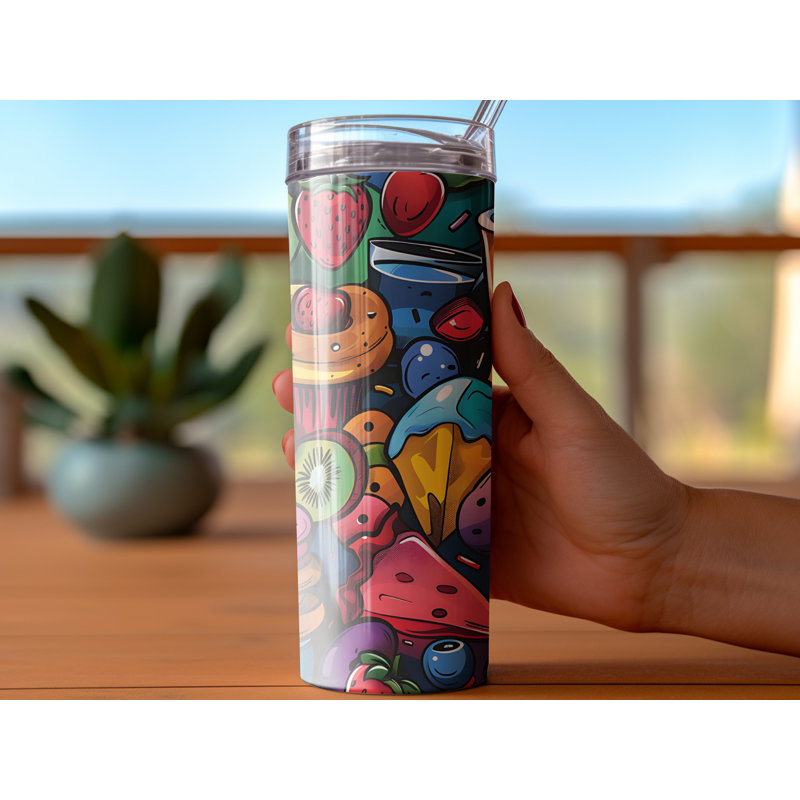 Choose Handmade Tumblers 591ml Vacuum Insulated Stainless Steel (18/8) Travel Tumbler with Straw